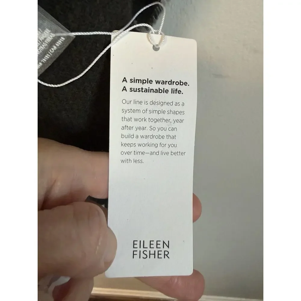 Eileen Fisher Wool Twill Green Plaid Wrap Fringe $188 NWT